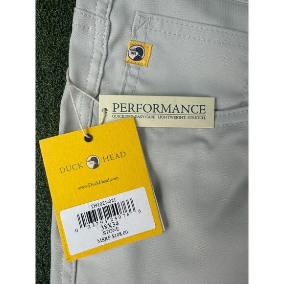 Duck Head NWT Performance Chino Pants Mens 38x34 Stone Khaki Stretch - Picture 8 of 12
